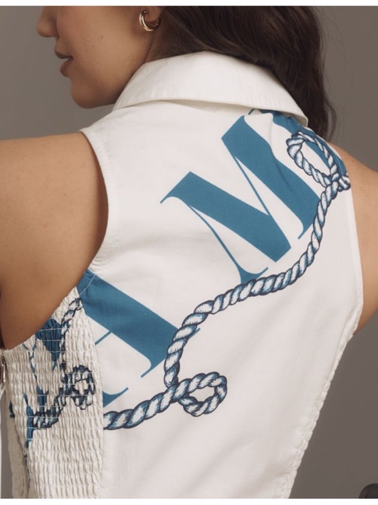 NWT Anthropologie Maeve Sleeveless Nautical Lighthouse Fish Midi Shirt Dress, XL - Picture 7 of 17